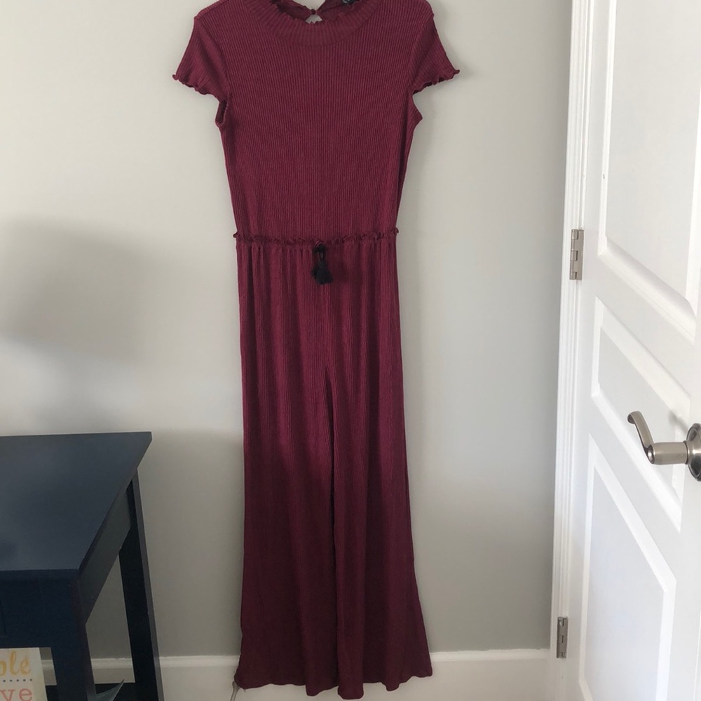 MAROON KNIT JUMPSUIT